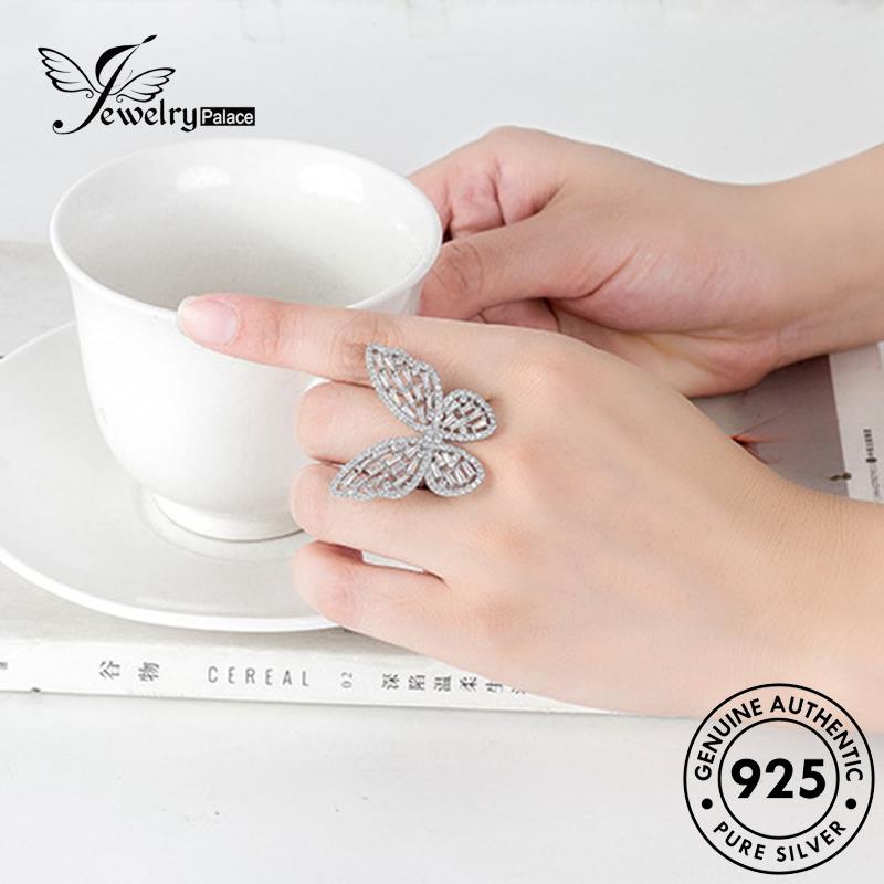 Tempat Perhiasan Wanita Kreatif Perak925 Moissanite Kupu-Kupu Berlian Rings Asli R291