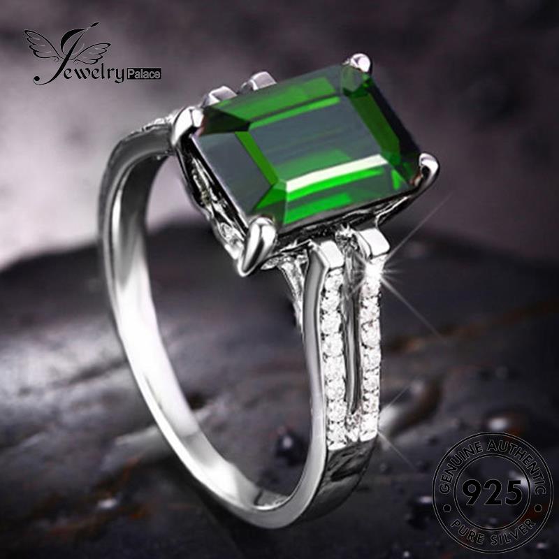 Jewelrypalace Cincin Temperamen Zamrud925Kotak Asli Wanita Perak R325