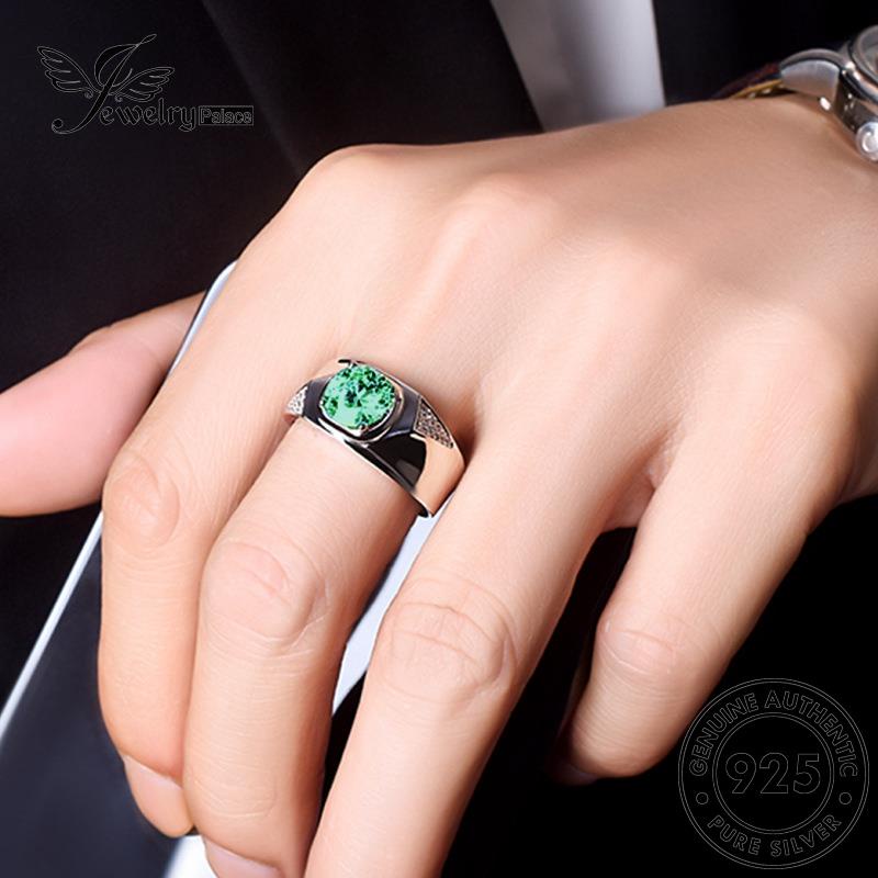 Jewelrypalace Fashion925 Dan Panah Asli Zamrud Pria Hati Cincin Perak R521