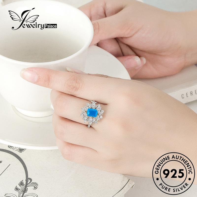 Jewelrypalace Square Perak Asli925 Cincin Wanita Mewah Zamrud R469