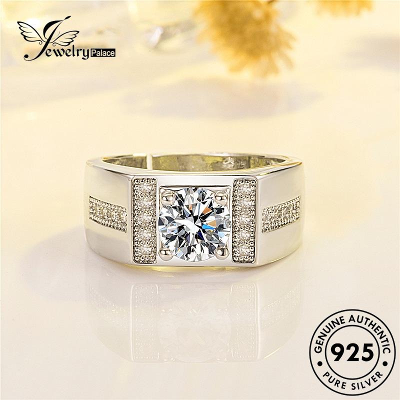 Jewelrypalace Pria Cincin Berlian Moissanite Asli Fashion Perak925 R642