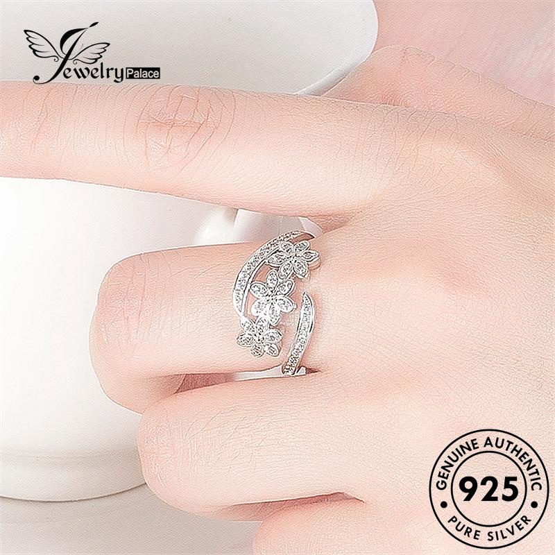 Jewelrypalace Cincin Temperamen Bunga Perak Berlian Hexagonal Moissanite Wanita Asli925 R646