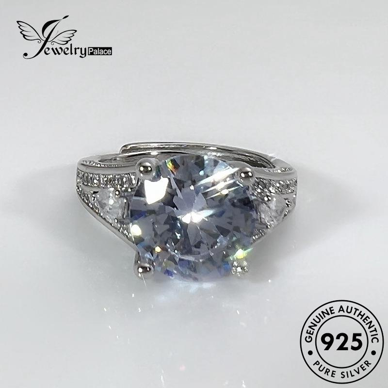 Jewelrypalace Cincin Berlian Asli Bulat925 Temperamen Moissanite Emas Perak Wanita R826