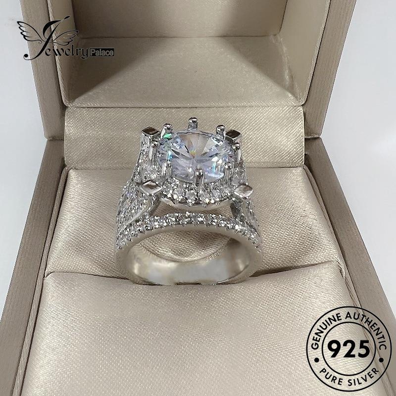 Jewelrypalace Berlian Cincin Mewah Moissanite Bunga Emas Asli Silver Wanita925 R887