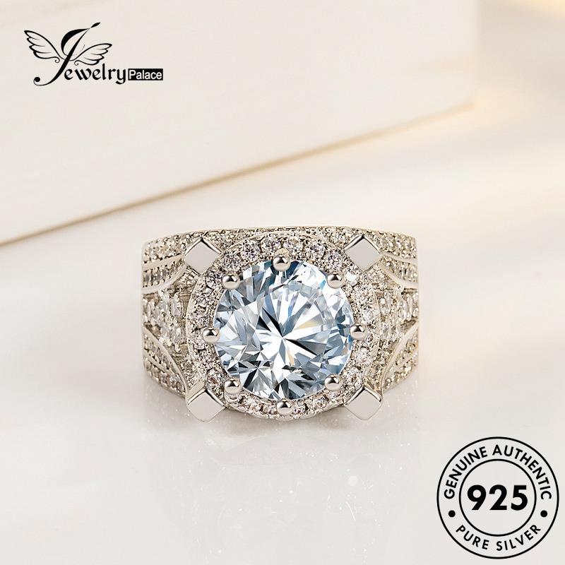 Jewelrypalace Berlian Cincin Mewah Moissanite Bunga Emas Asli Silver Wanita925 R887