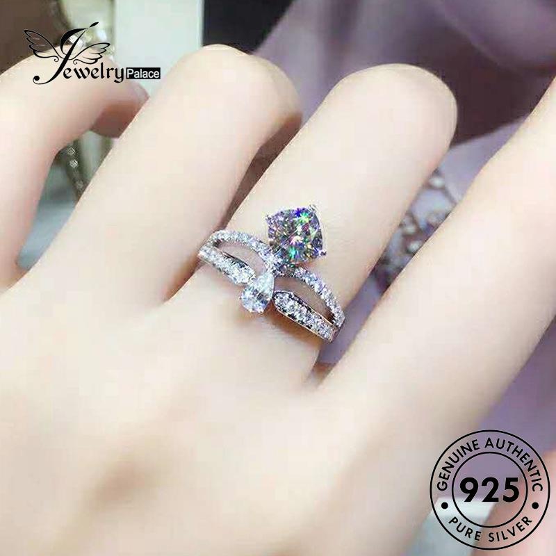 Jewelrypalace Perak Asli Wanita Cincin Mahkota Simple Berlian925 Moissanite R928