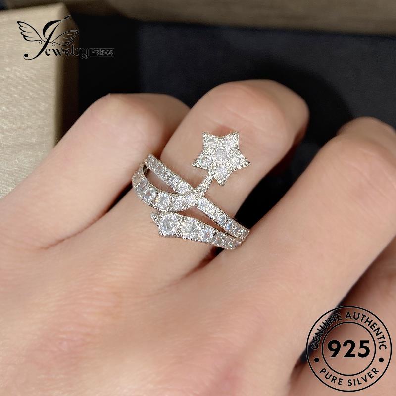 Perhiasantempat Berlian Bintang Sederhana Berujung Lima Cincin Moissanite925 Perak Wanita Asli R936