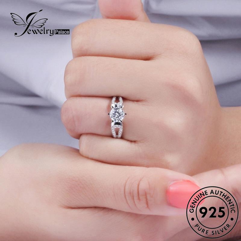 Jewelrypalace Geometri Cincin Simple Perak925 Wanita Moissanite Berlian Asli R1025