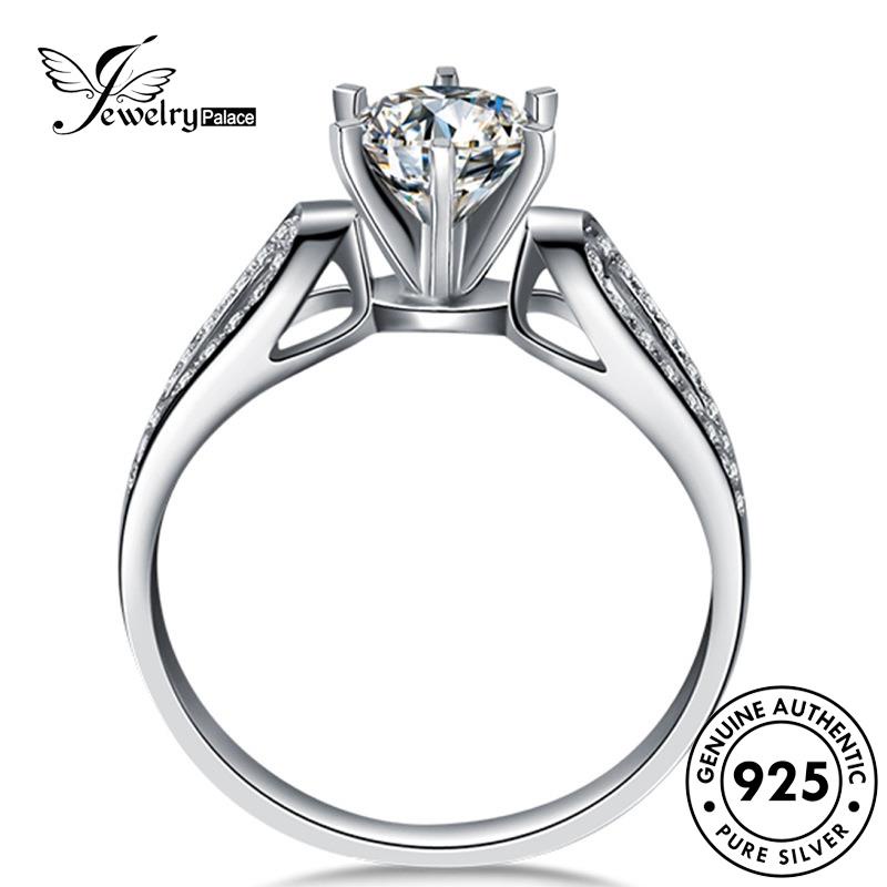 Jewelrypalace Geometri Cincin Simple Perak925 Wanita Moissanite Berlian Asli R1025