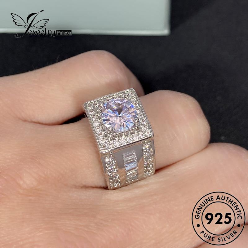 Jewelrypalace 925cincin Berlian Asli Klasik Perak Wanita Moissanite R970