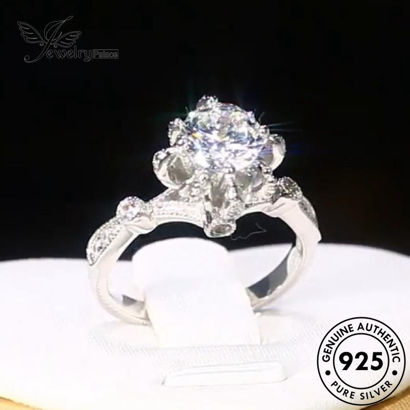 Jewelrypalace Cincin Perak925 Moissanite Wanita Asli Snowflake Klasik Berlian R1121