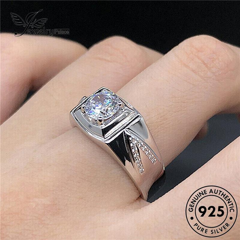 Jewelrypalace Cincin Klasik Bentuk925 Moissanite Wanita Asli Berlian Silver V R1132