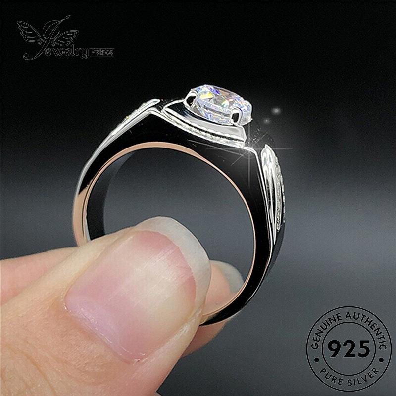 Jewelrypalace Cincin Klasik Bentuk925 Moissanite Wanita Asli Berlian Silver V R1132