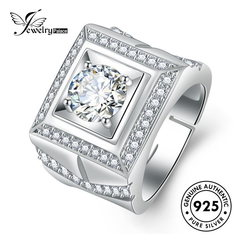 Tempat Perhiasan Wanita Cincin Moissanite Perak Kotak Berlian Mewah Asli925 R1135