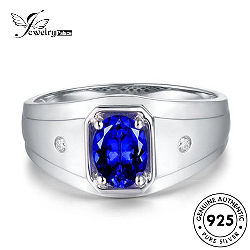 Jewelrypalace Original Cincin Safir Pria Klasik Perak925 Teardrop R1189