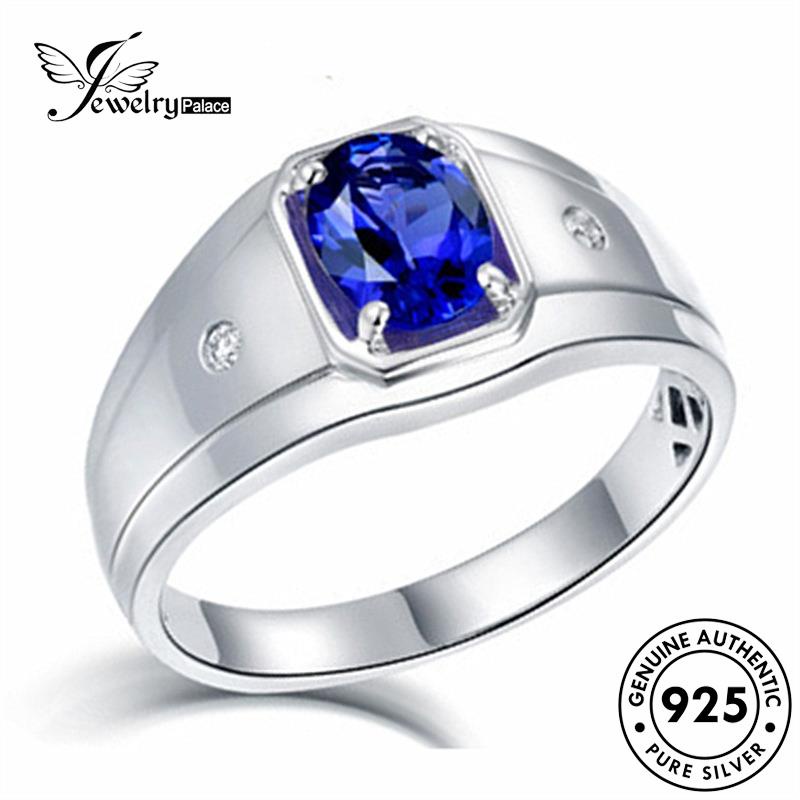 Jewelrypalace Original Cincin Safir Pria Klasik Perak925 Teardrop R1189