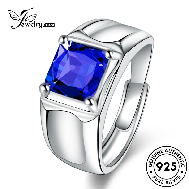 Jewelrypalace Cincin Simple Original Kotak Safir Pria925 Perak R1232