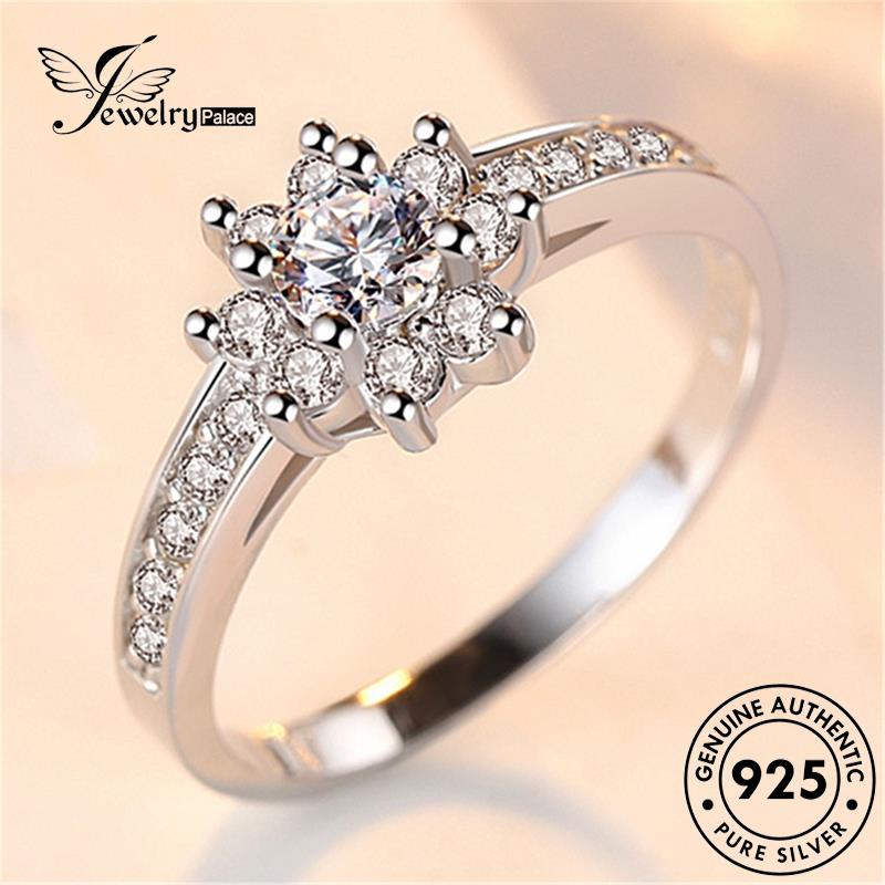 Jewelrypalace Snowflake Fashion925 Berlian Asli Perak Moissanite Cincin Wanita R1552