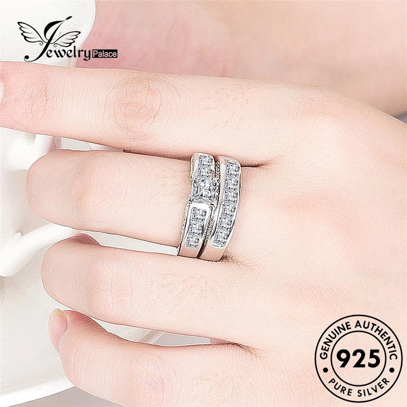 Jewelrypalace Cincin Couple Perak Asli Moissanite925 Berlian Klasik R1276