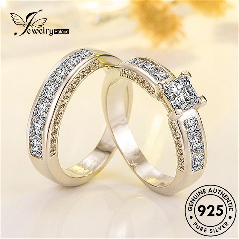 Jewelrypalace Cincin Couple Perak Asli Moissanite925 Berlian Klasik R1276