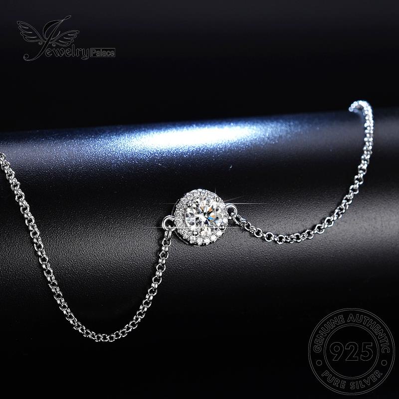 Jewelrypalace Diamond Simple Perak Berlian Asli Wanita Moissanite925 Gelang Bulat B12