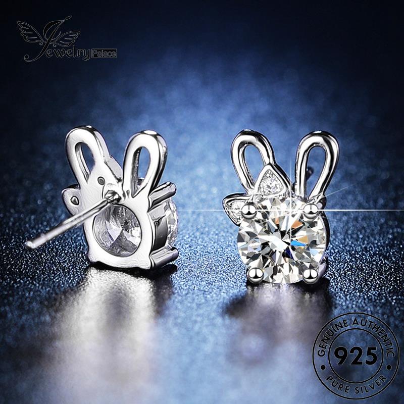 Jewelrypalace925 Asli Berlian Tusuk Bunny Perak Anting Wanita Moissanite E16