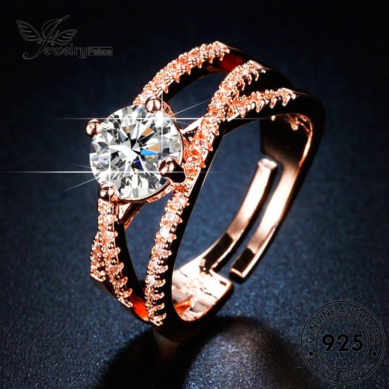 Perhiasantempat Cincin Klasik Lilitan Berlian Asli Emas Perak925 Wanita Moissanite R1