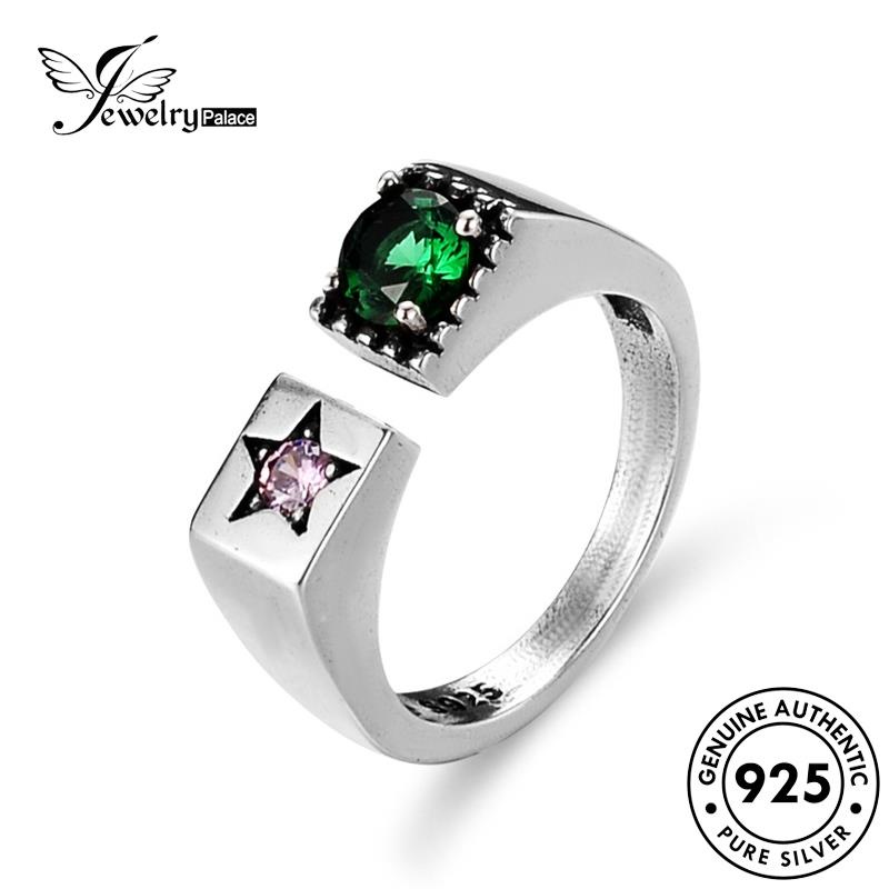 Jewelrypalace Cincin Wanita Temperamen Perak925Bintang Asli Zamrud R86