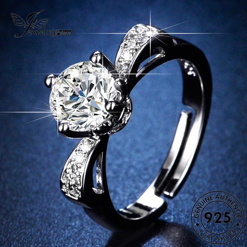 Jewelrypalace Cincin925 Mahkota Wanita Klasik Moissanite Berlian Perak Asli R45