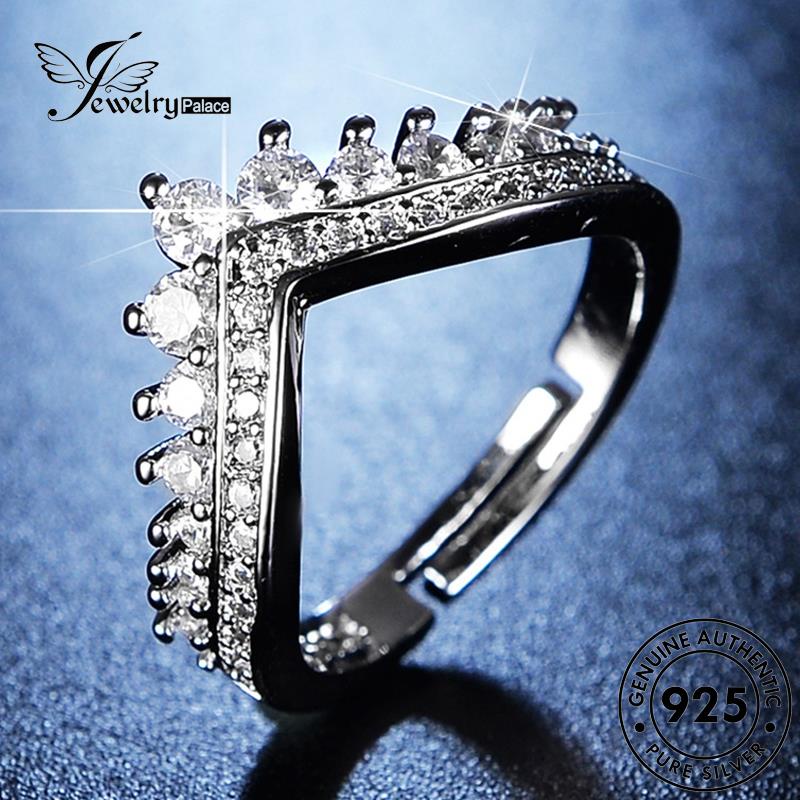 Jewelrypalace925 Moissanite Kepribadian Wanita Berlian Bentuk Perak Asli V Rings R119