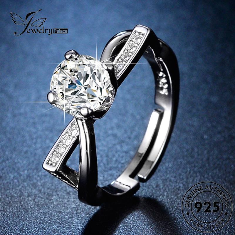 Jewelrypalace Kepribadian Berlian Moissanite Asli Wanita925 Crossover Rings Perak R143