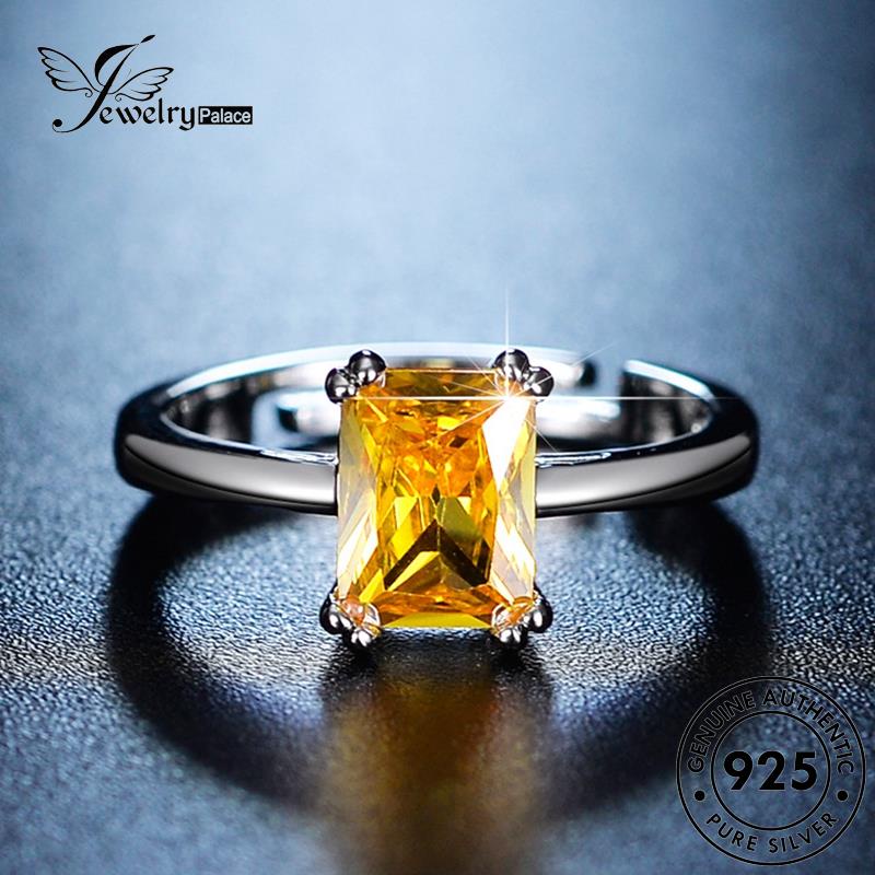 Jewelrypalace 925 Cincin Wanita Perak Asli Citrine Personality Square R161