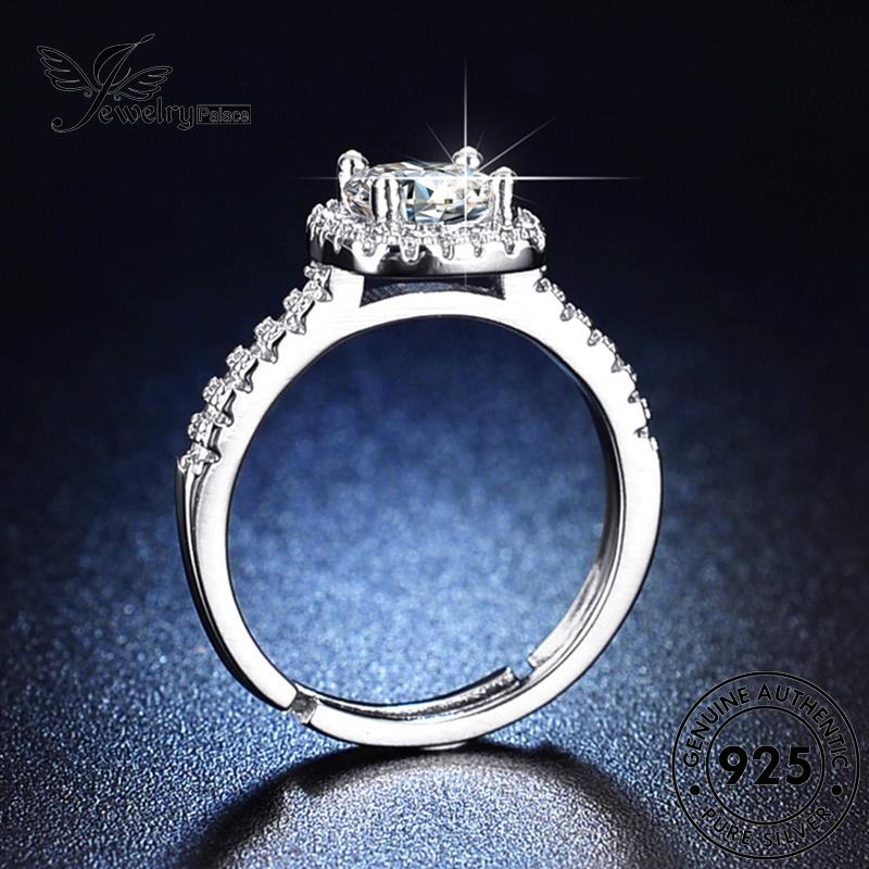 Jewelrypalace Moissanite Kreatif Perak Persegi925 Wanita Berlian Asli Rings R396