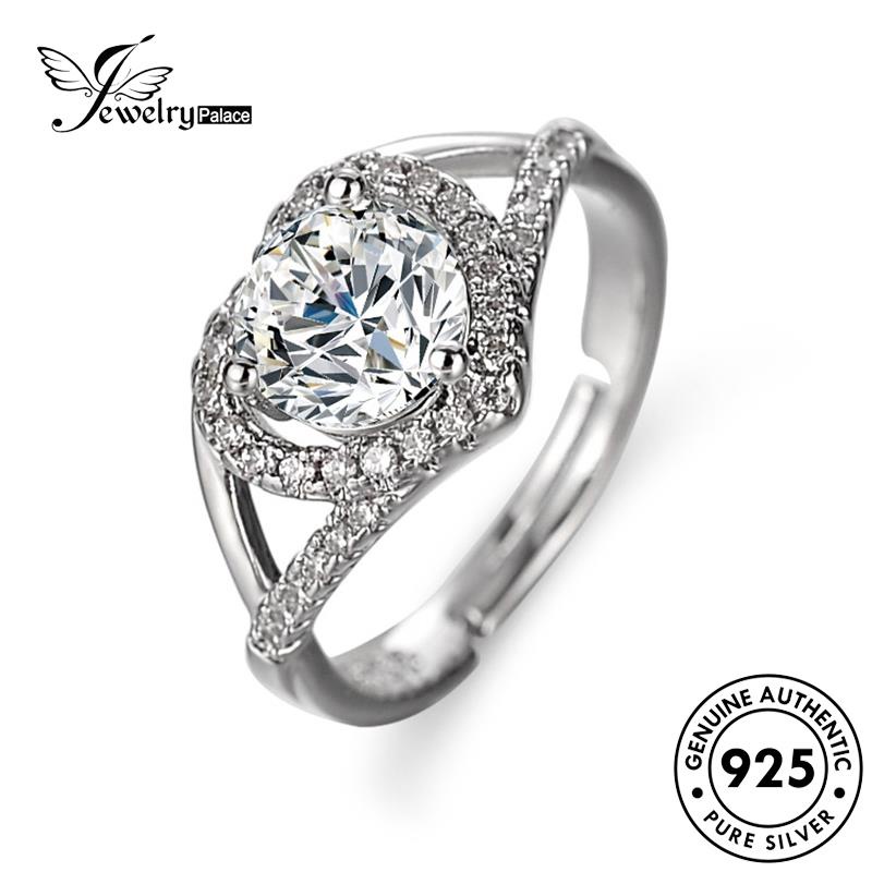 Jewelrypalace Original Cincin Wanita Perak925 Berlian Hollow Hati Moissanite R400