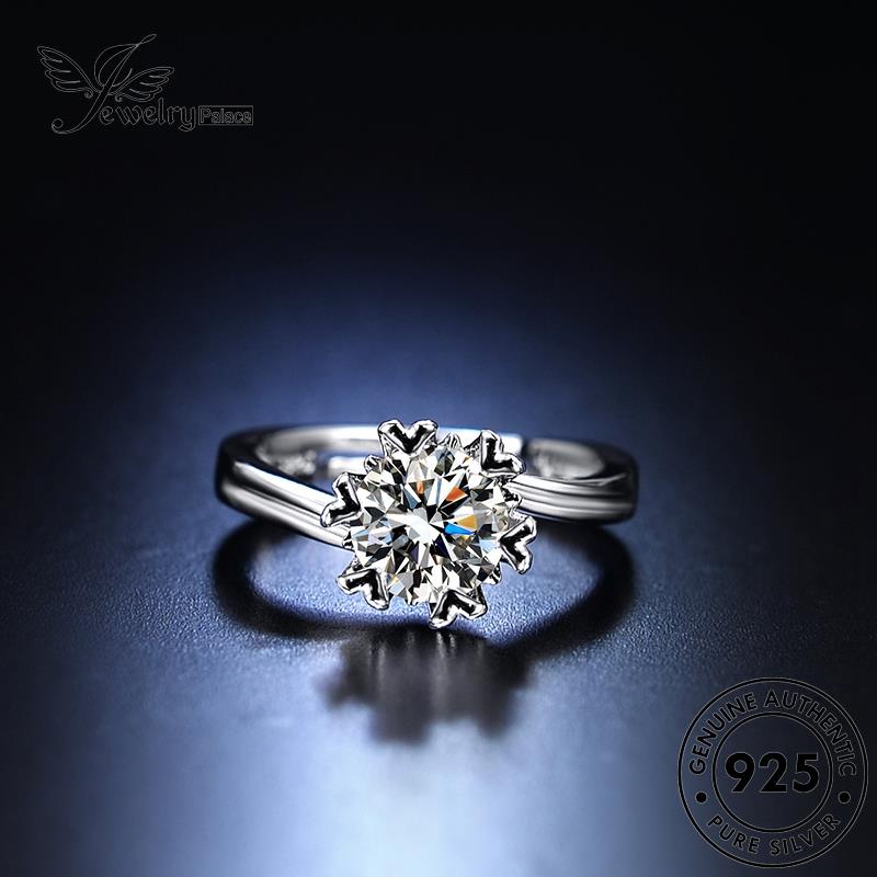 Jewelrypalace 925asli Cincin Moissanite Wanita Perak Berlian Hati Fashion R405