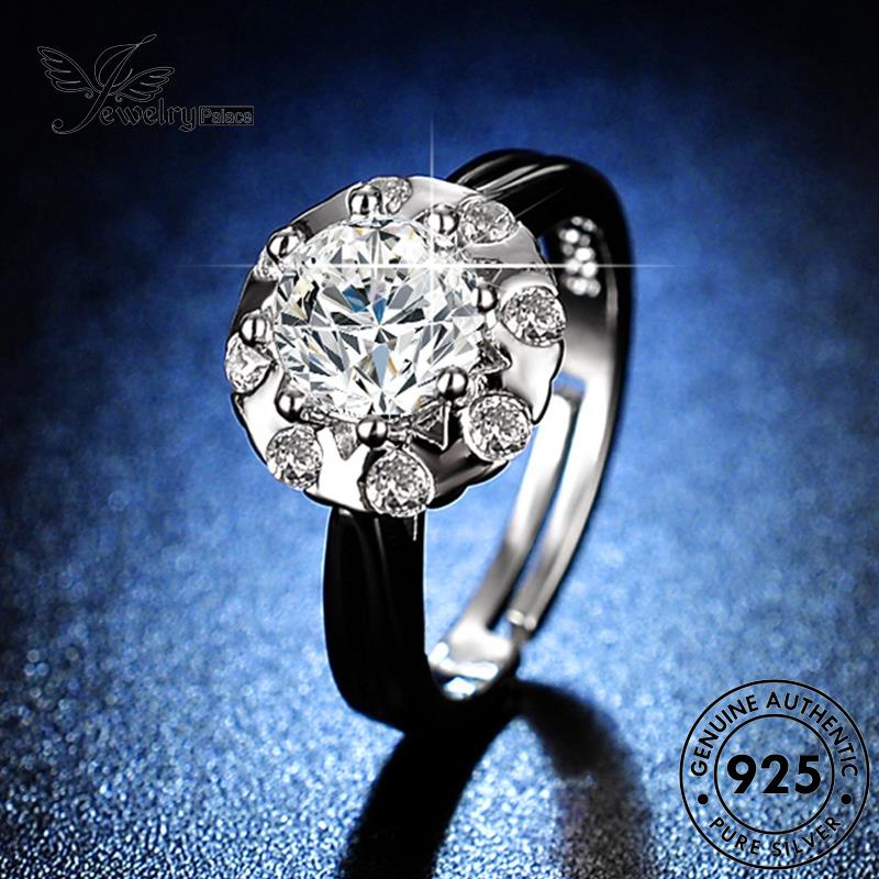 Jewelrypalace Cincin Bunga Fashion Berlian Asli Silver Wanita Moissanite925 R412