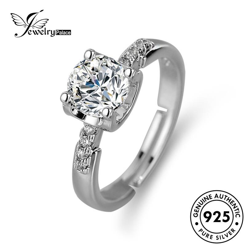 Jewelrypalace Perhiasan Wanita925 Moissanite Cincin Perak Asli Simple Berlian M071