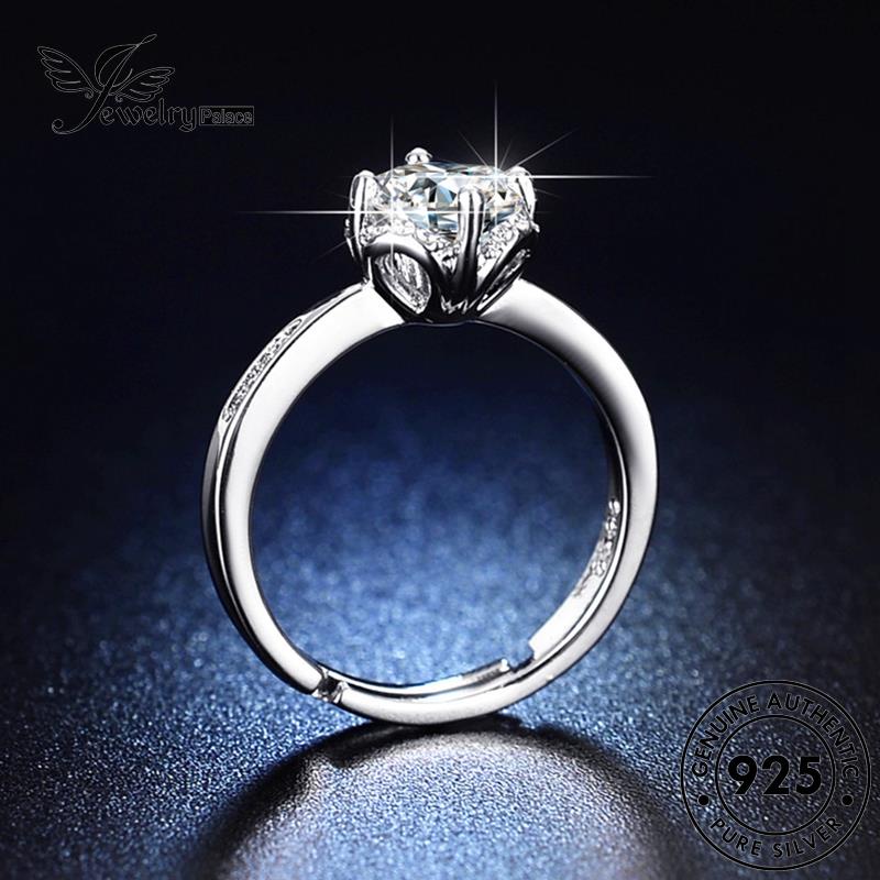 Jewelrypalace Cincin Moissanite Wanita Simple Lingkaran Perak925 Berlian Asli R429