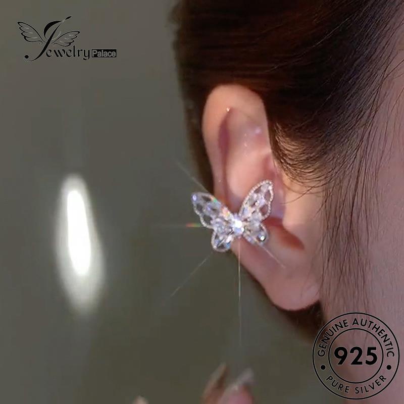 Jewelrypalace Wanita Asli Kupu-Kupu Hoop925 Berlian Moissanite Anting Perak E1321