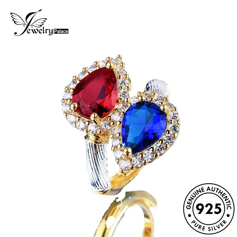 JEWELRYPALACE Nikah Gold Silver Wanita Perak Original Asli Murni korea Silver Sapphire 925 Cincin Sterling Kawin Romantic Perhiasan Aksesori R2593