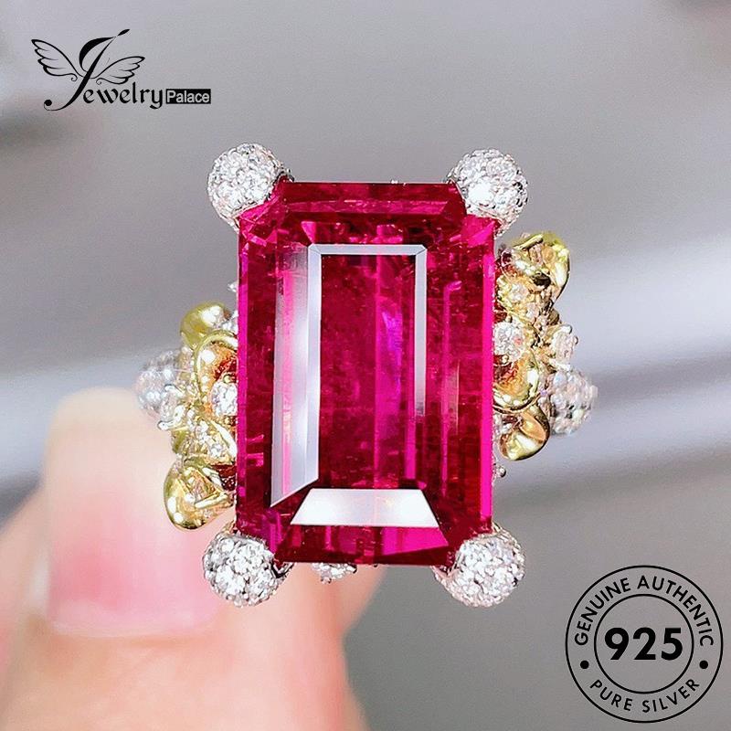 JEWELRYPALACE Original Cincin Perhiasan Silver Aksesori 925 Nikah Pink Wanita Murni Diamond Camellia Kawin korea Silver Asli Sterling Perak Crystal R2596