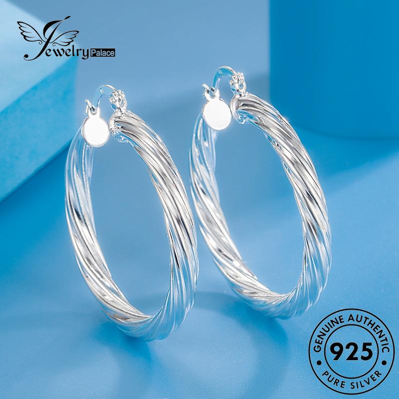 Jewelrypalace 925benang Asli Anting Hoop Wanita Perak Twist E727