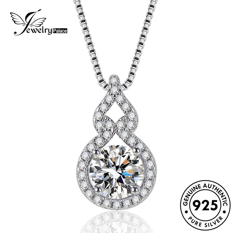 Jewelrypalace Moissanite Kalung Berlian925 Simple Wanita Labu Perak Emas Asli N1100