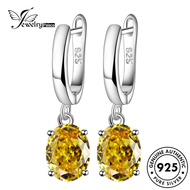 Jewelrypalace Emerald932 Hoop Perak Hati Safir Asli Anting Wanita Moissanite Berlian Love Citrine Ruby Jewelry M038