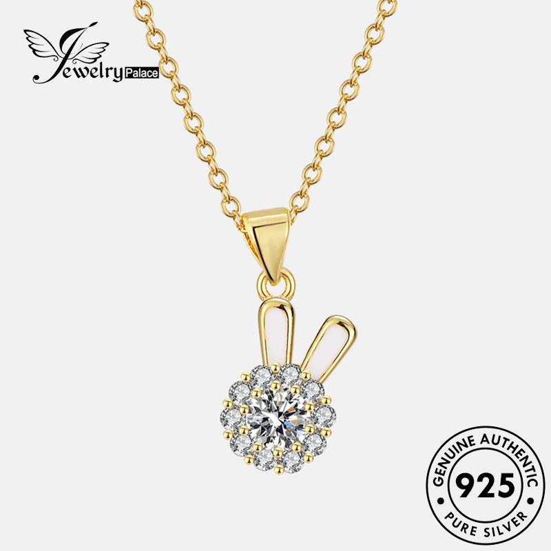 Jewelrypalace Perak Fashion Emas Asli Wanita Bunny Moissanite Kalung Berlian925 N114