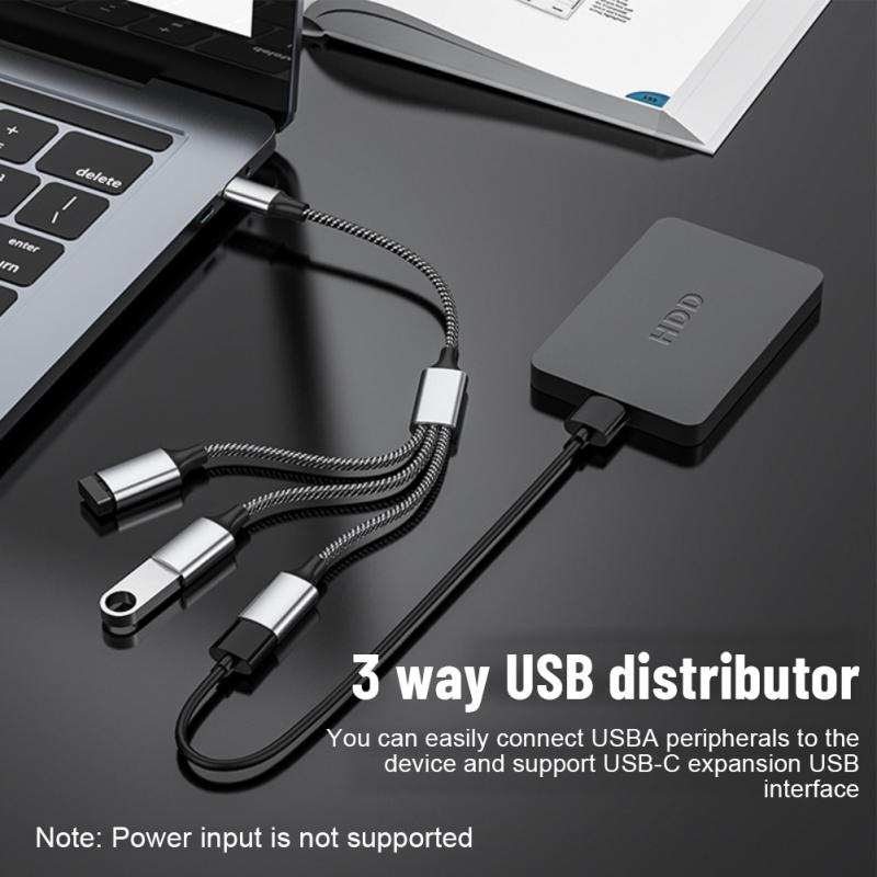 Usb C Hub 4port Tipe C Hub USB 2.0 Splitter Adaptor OTG Kecepatan Tinggi Konverter Portabel Untuk PC Komputer Telepon Laptop