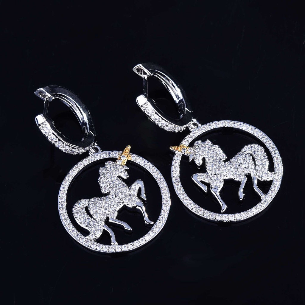 Goldkingdom Aksesoris Perhiasan Fashion Ready Stock Indah Unicorn Temperamen Anting Pribadi