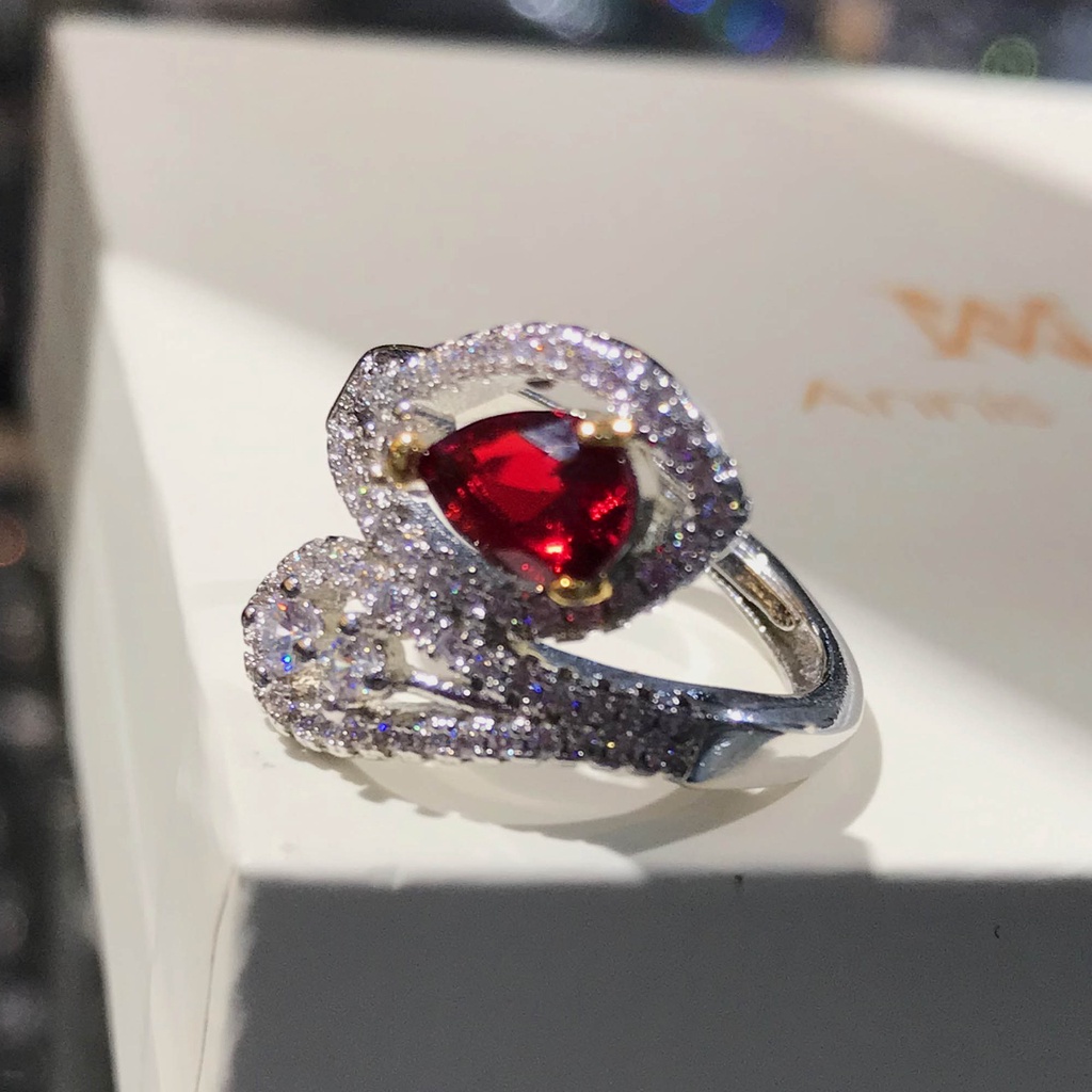 Goldkingdom Aksesoris Perhiasan Fashion Ready Stock Cincin Ular Batu Industri Berat Darah Burung Merpati Ruby Berwarna Cincin Pembukaan Harta Karun