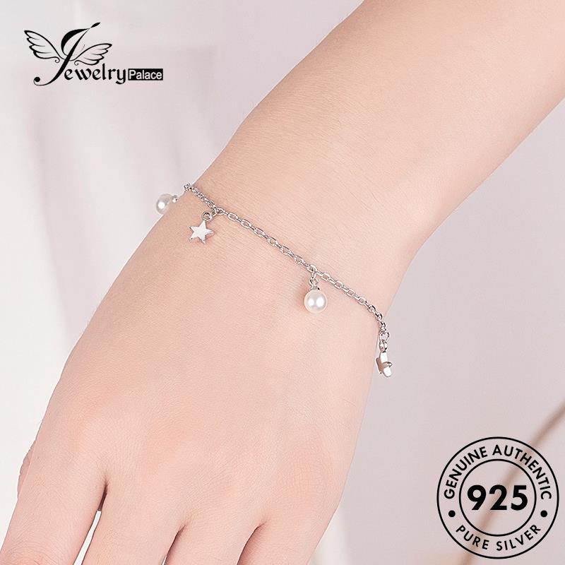 Jewelrypalace Asli Wanita Simple Bintang Mutiara Perak925 Gelang B41