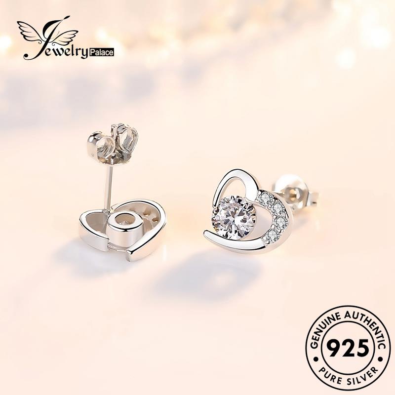 Jewelrypalace Berlian Perak Asli Wanita Love Anting Tusuk Miring Moissanite925 E14